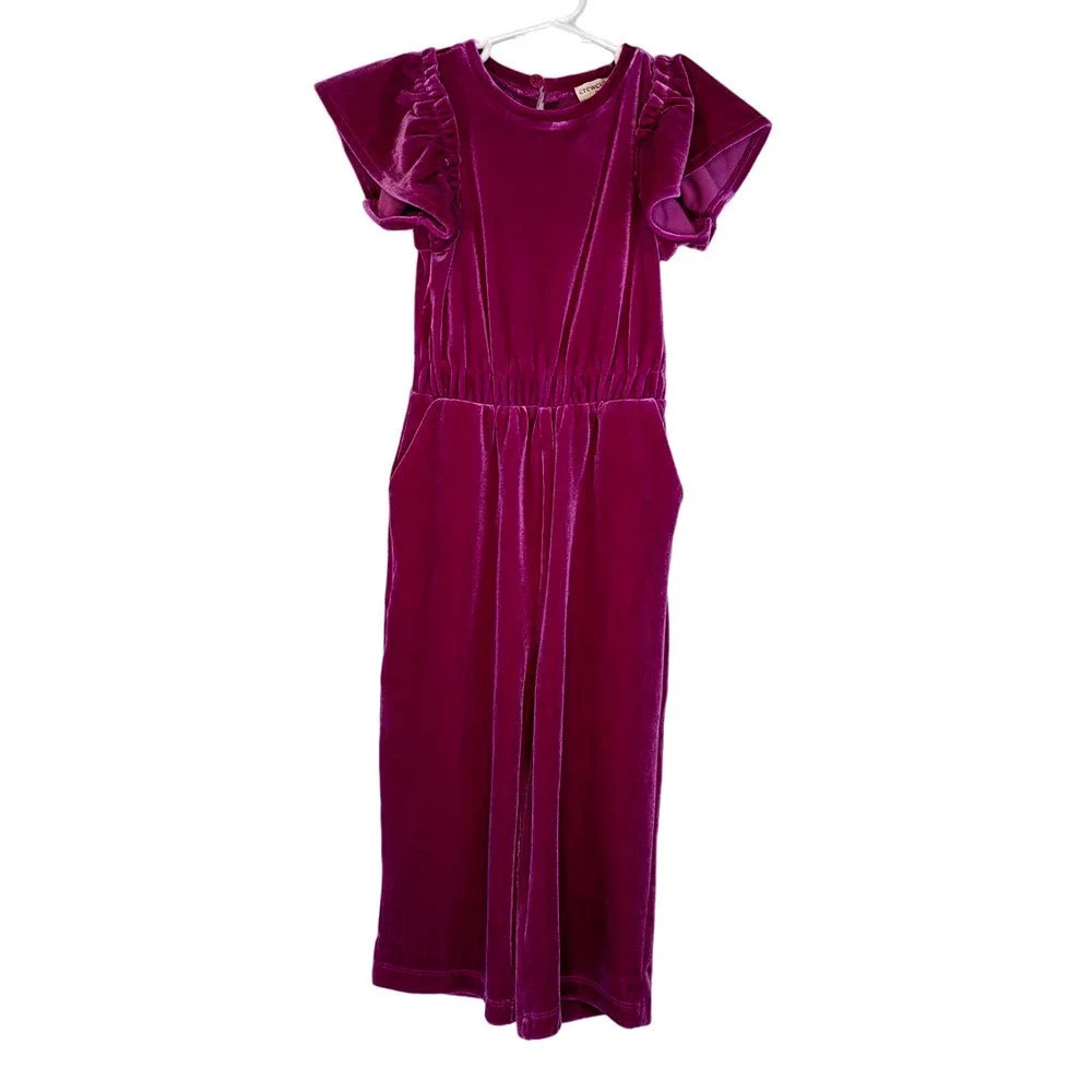 Crewcuts Girls hot pink velvet jumpsuit Size 2